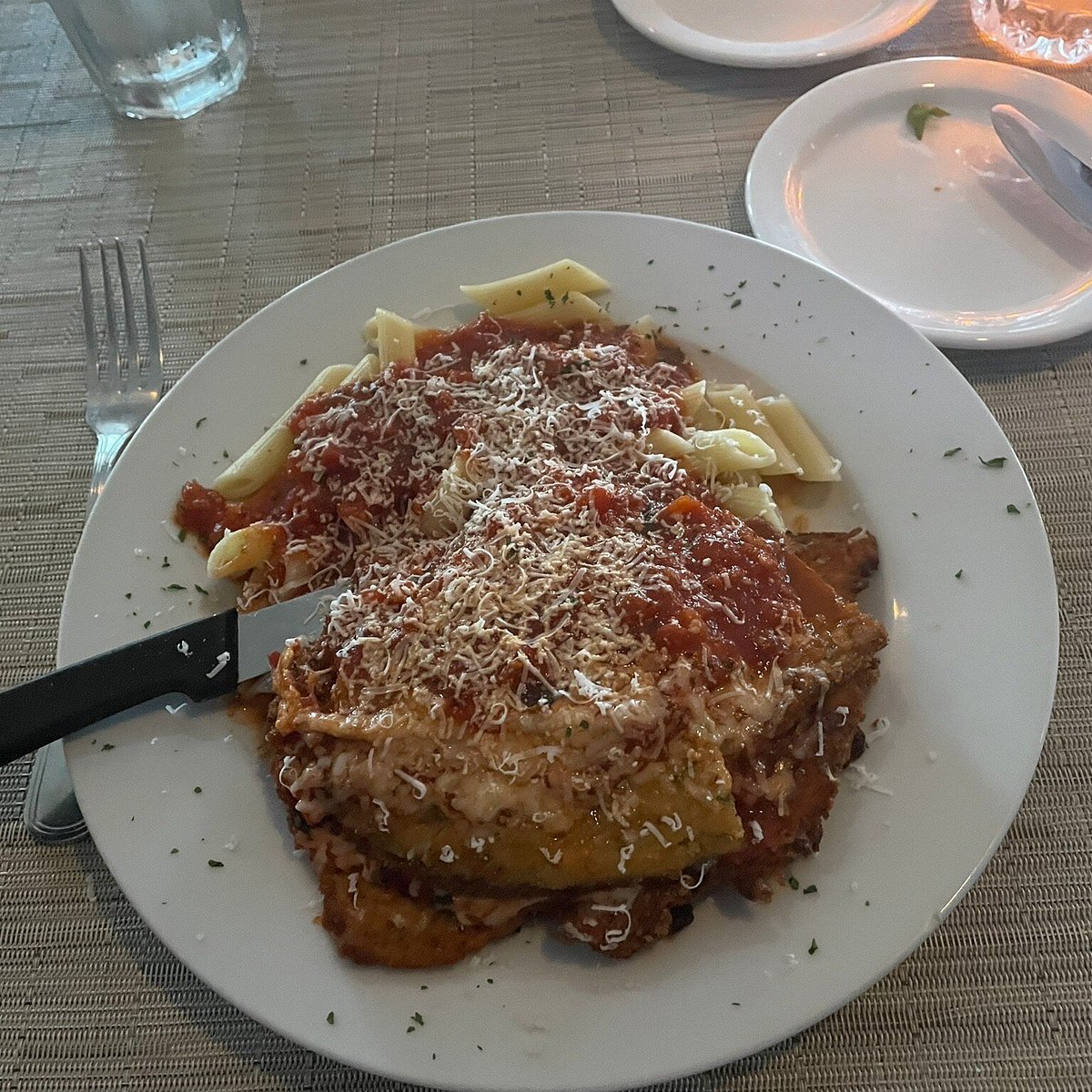 Benny’s Trattoria signature dishes Lasagna Marinara, Veal Parmesan, Shrimp Alfredo.